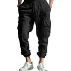 Herren bequeme Cargo-Hose aus leichtem Leinenmaterial mit elastischem Bund und praktischen Seitentaschen R&B