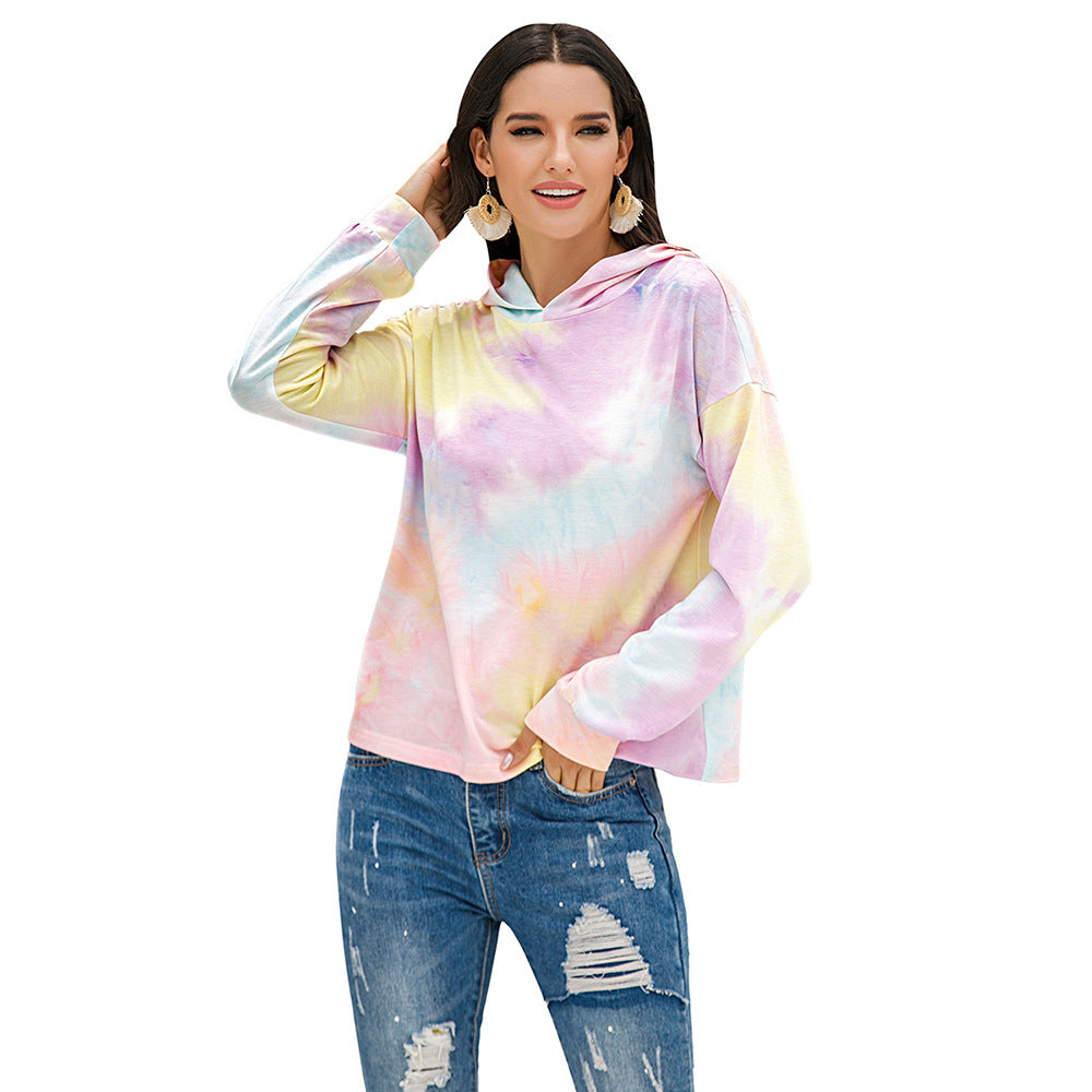 Damen lässiger Kapuzenpullover mit modernem Tie-Dye-Design R&B