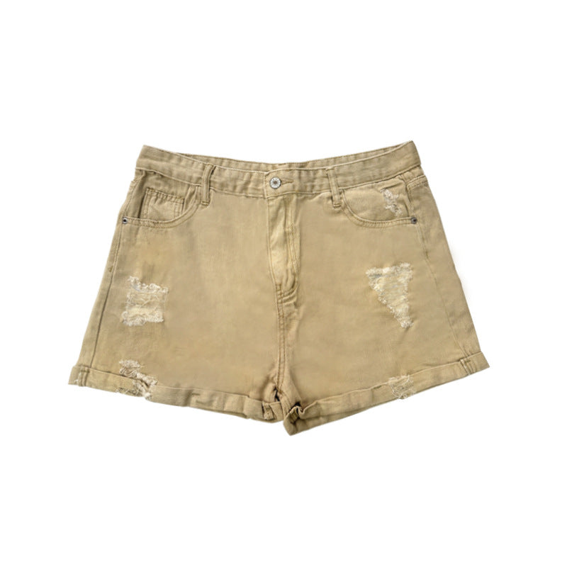 Damen Modische Destroyed Shorts aus Denim mit lässigem Schnitt und fransigen Details R&B
