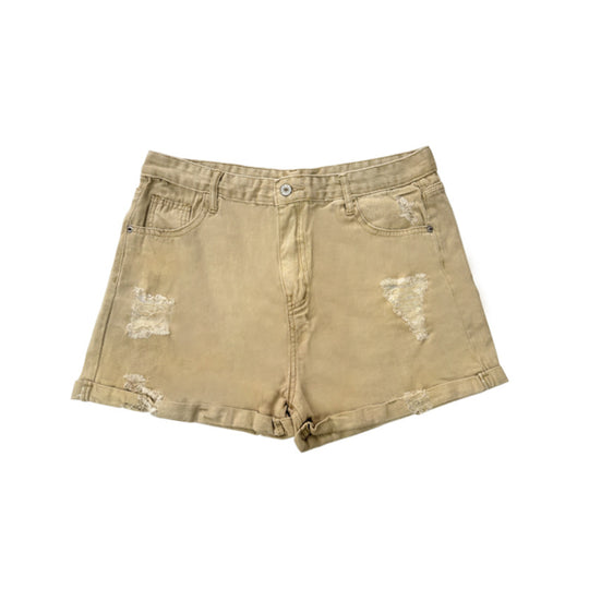 Damen Modische Destroyed Shorts aus Denim mit lässigem Schnitt und fransigen Details R&B