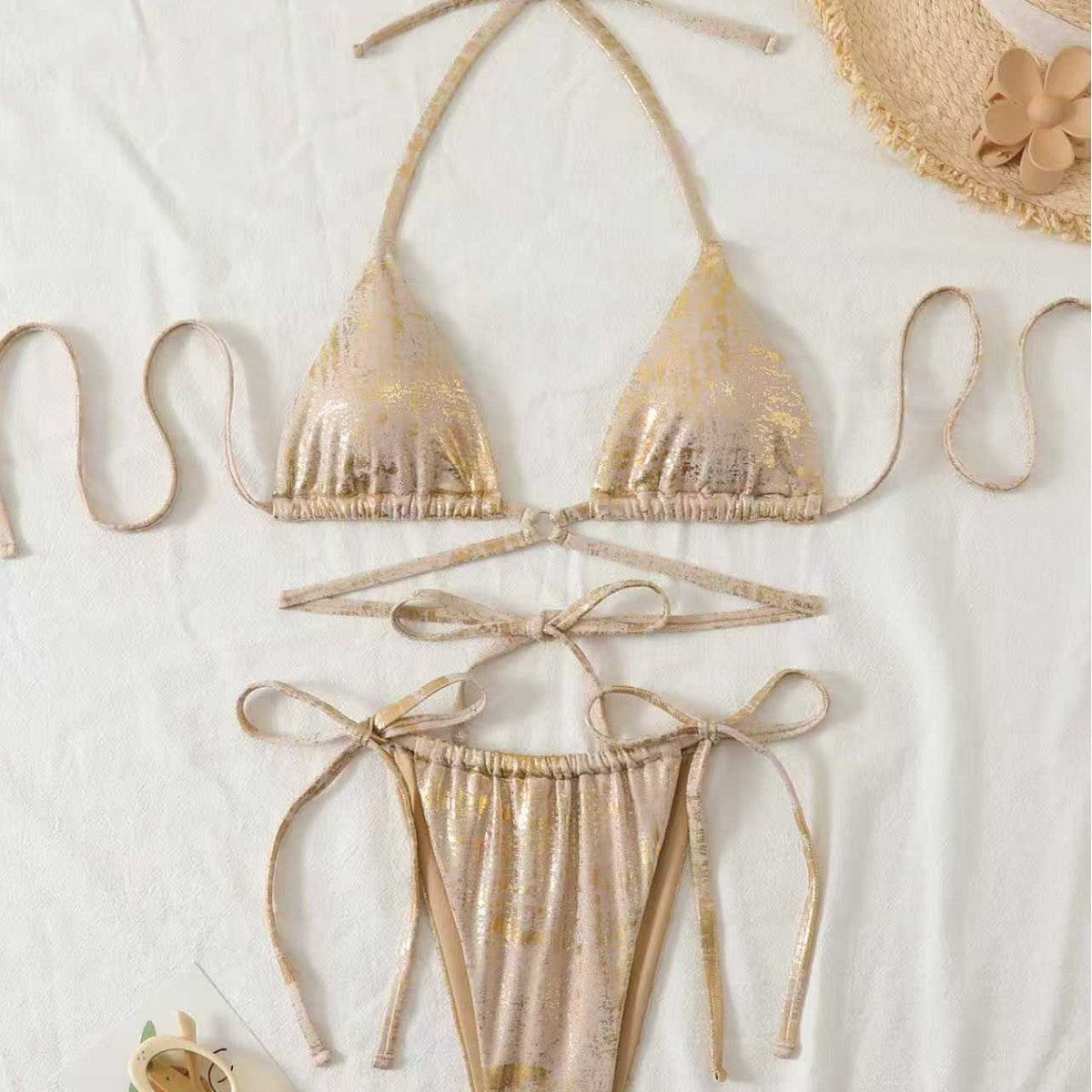 Damen Triangel-Bikini mit elegantem Knoten-Design