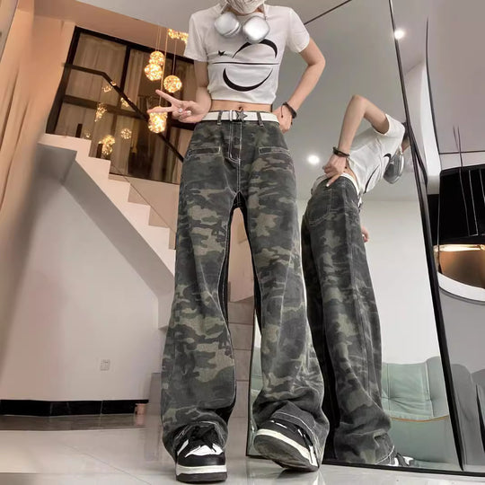 Damen Cargohose im modischen Camouflage-Design mit weiten Beinen und lässiger Passform R&B