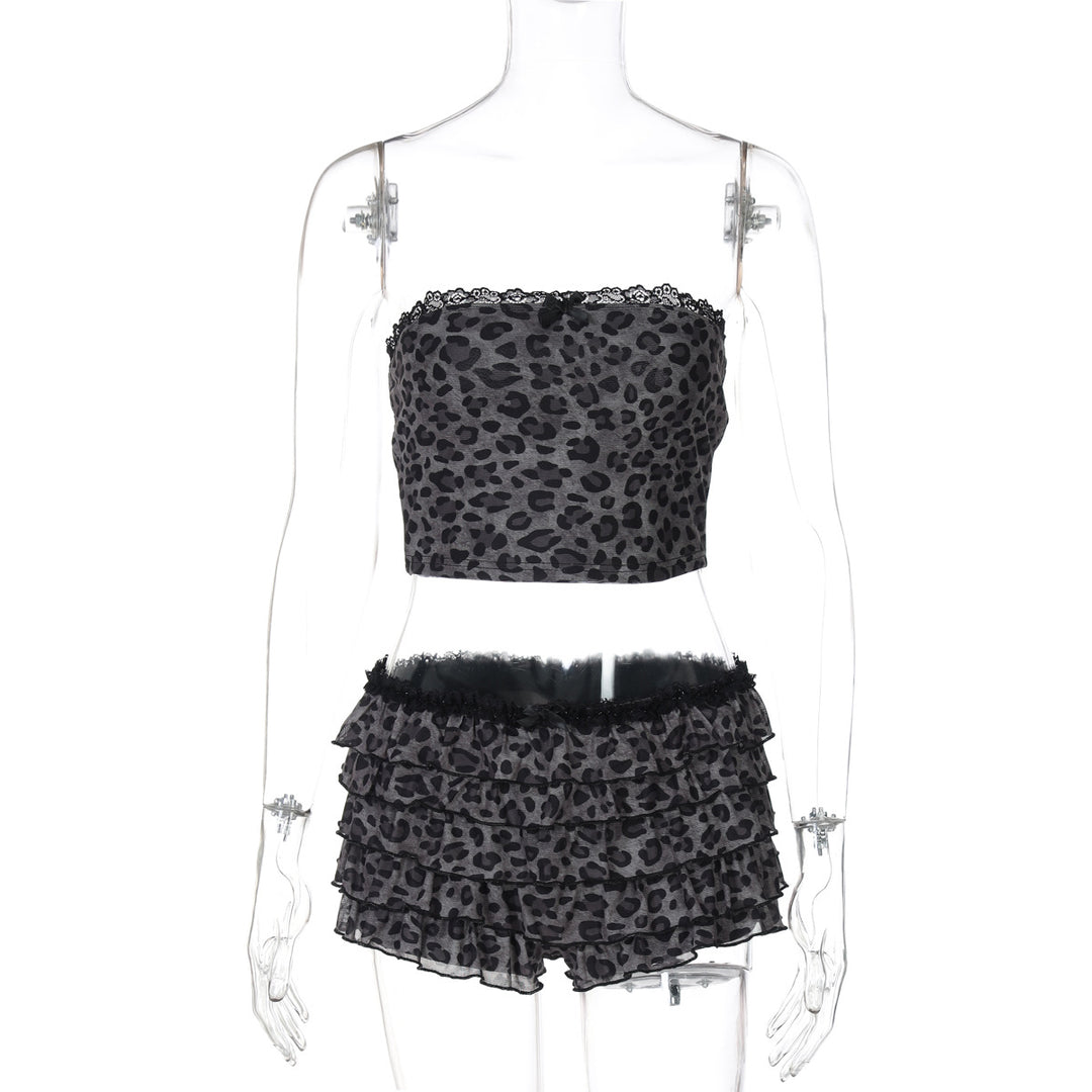 Damen Set aus luftiger Crop-Top und fransigen Shorts R&B