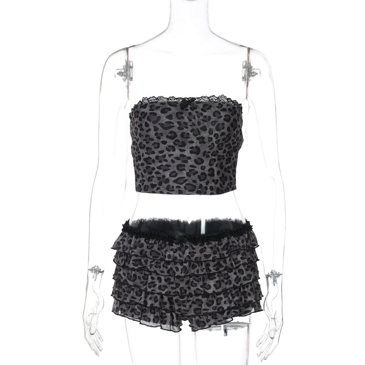 Damen Set aus luftiger Crop-Top und fransigen Shorts R&B