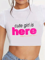 Damen Crop-T-Shirt mit auffälligem Statement-Print R&B 1777452337