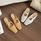 Damen elegante Mules mit geflochtenem Design und verstellbarem Riemen