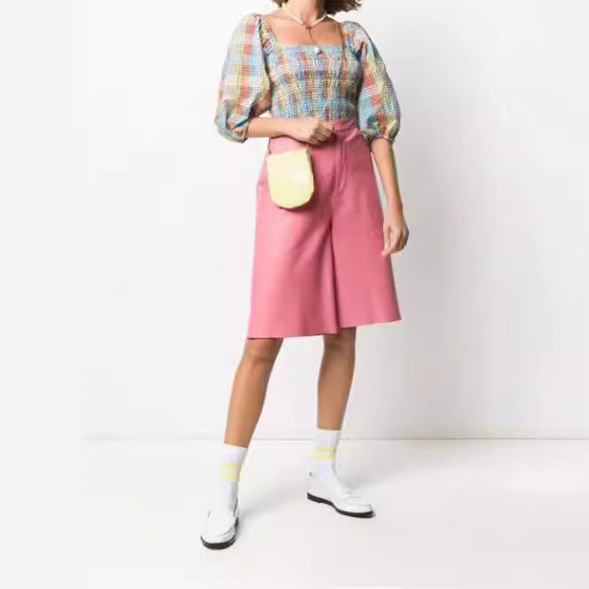 Damen Puffärmel Bluse mit kariertem Design R&B