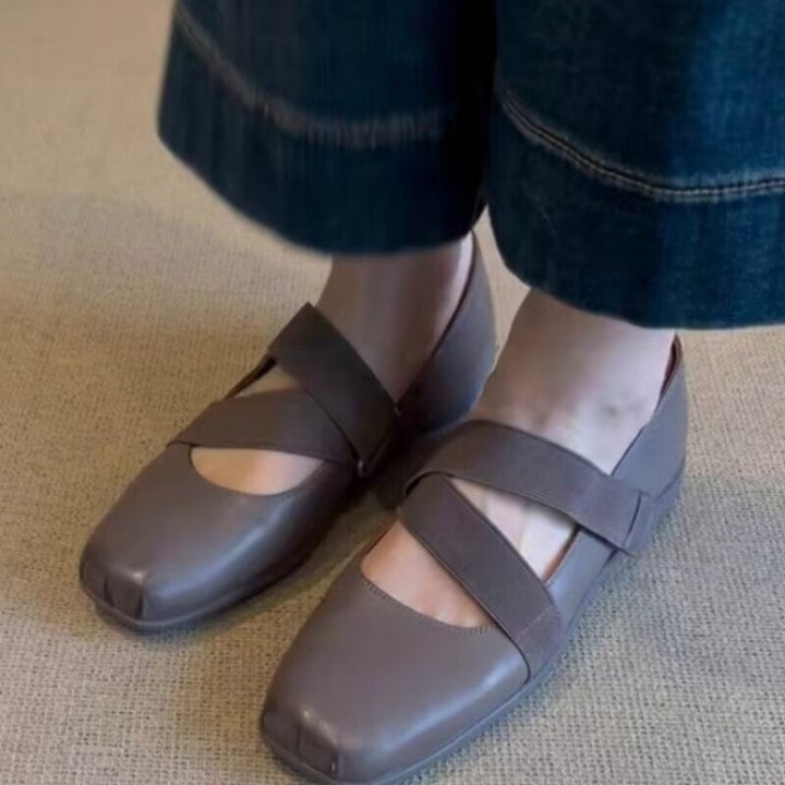 Damen Ballerinas mit elastischen Riemen und weichem Innenfutter R&B