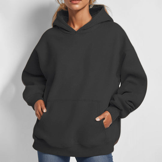 Damen Lockere Kapuzenpullover aus weichem Fleece mit Kängurutasche R&B