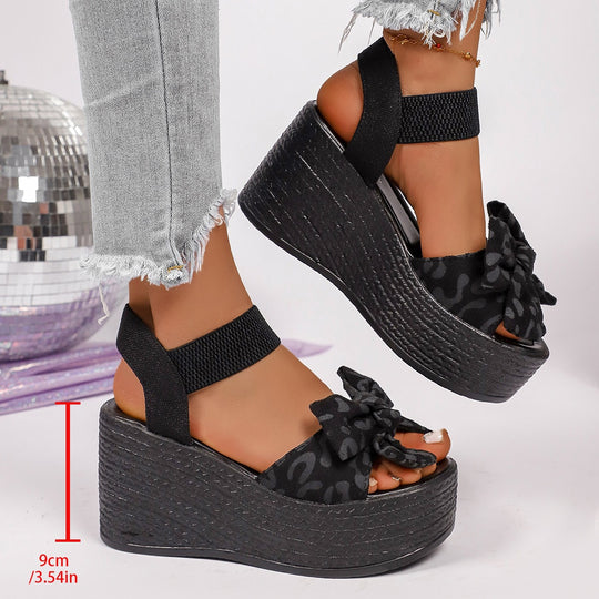 Damen Wedge-Sandalen mit dekorativer Schleifen-Optik und atmungsaktivem Obermaterial R&B