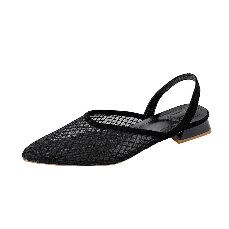 Damen Slingback Ballerinas mit Netzdesign und elegantem Blockabsatz R&B