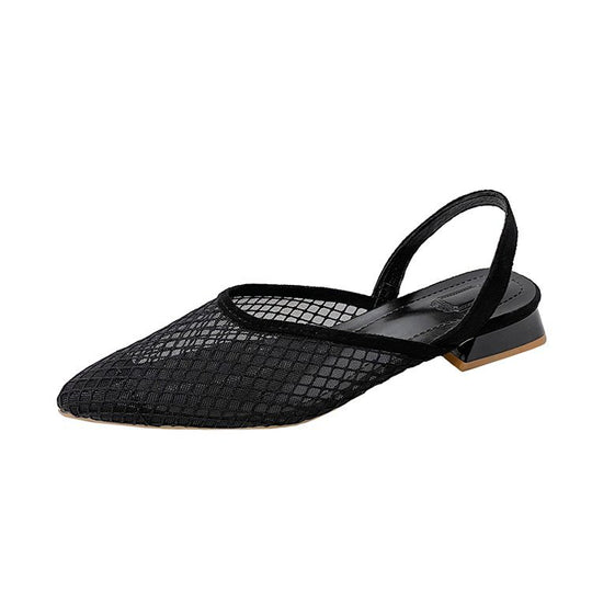 Damen Slingback Ballerinas mit Netzdesign und elegantem Blockabsatz R&B