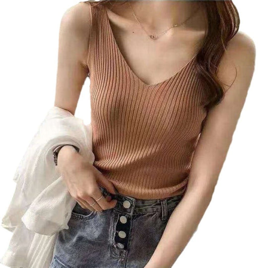 Damen Ripp V-Ausschnitt Tanktop R&B