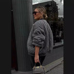 Damen gesteppte Oversized-Bomberjacke mit weichem Futter und luxuriösem Schnitt R&B