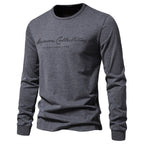 Herren nan minimalistisches Rundhals-Sweatshirt aus Baumwollmischung mit gerippten Bündchen R&B