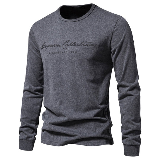 Herren nan minimalistisches Rundhals-Sweatshirt aus Baumwollmischung mit gerippten Bündchen R&B
