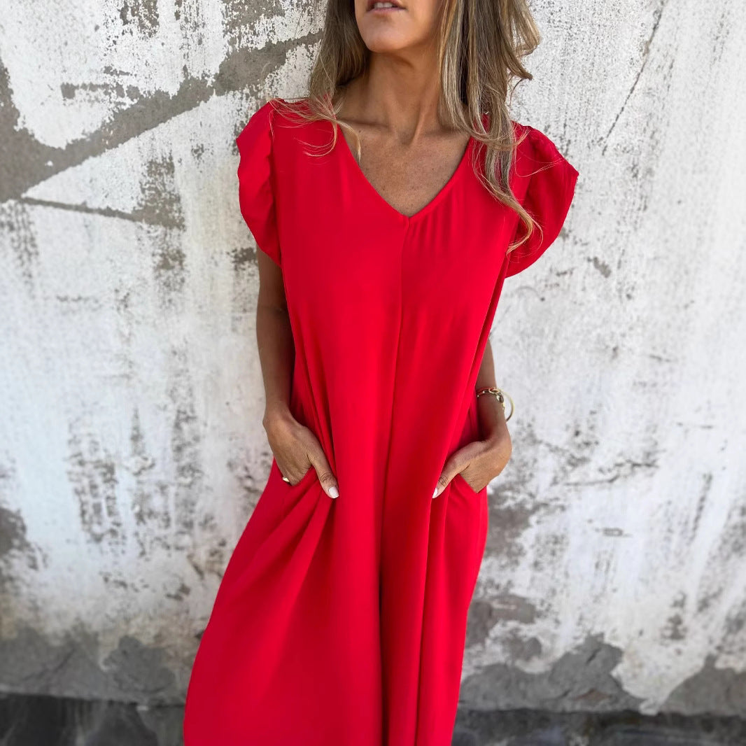 Damen Leichtes Maxikleid im modischen Leopardenlook mit Seitentaschen R&B