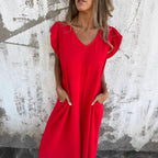Damen Leichtes Maxikleid im modischen Leopardenlook mit Seitentaschen R&B