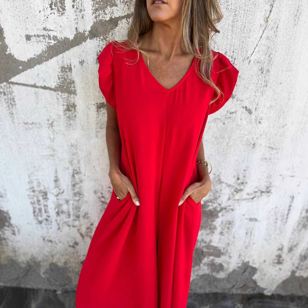 Damen Leichtes Maxikleid im modischen Leopardenlook mit Seitentaschen R&B