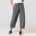 Damen elegante, lockere Palazzo-Hose mit elastischem Bund und Kordelzug R&B