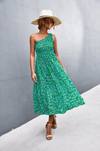 Damen Maxikleid mit asymmetrischem Trägerdesign und floralem Allover-Muster R&B