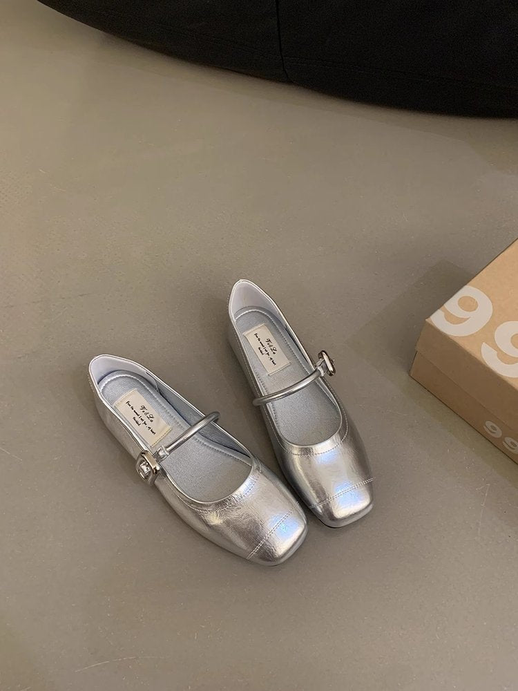Damen elegante Ballerinas mit modischem Riemchen und stabiler Sohle R&B