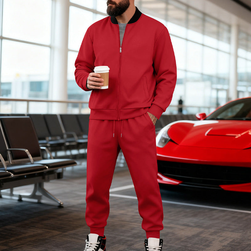Herren nan sportlicher Freizeitanzug aus weicher Baumwollmischung mit Reißverschlussjacke und elastischer Jogginghose R&B