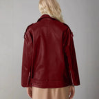 Damen Kunstleder Bikerjacke mit Nieten