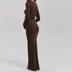 Damen Elegantes Langarm-Maxikleid mit figurformendem Schnitt und hohem Komfort R&B