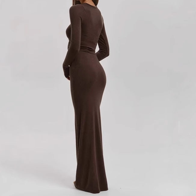 Damen Elegantes Langarm-Maxikleid mit figurformendem Schnitt und hohem Komfort R&B