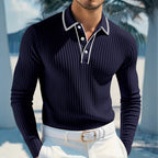 Herren Langarm-Polohemd mit strukturiertem Design R&B
