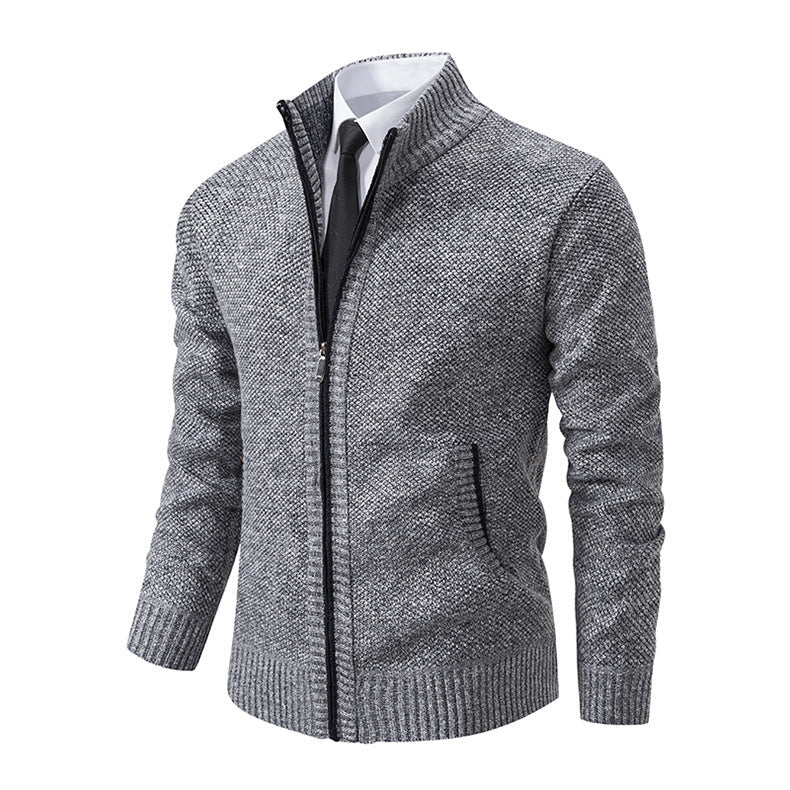 Herren modische Strickjacke mit hohem Kragen und Reißverschluss R&B