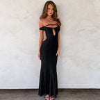 Damen Elegantes Wickelkleid mit Off-Shoulder Design und geschlitztem Rücken R&B
