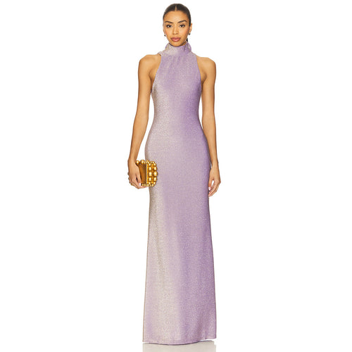 Damen Elegantes Maxikleid mit hohem Stehkragen und figurbetontem Schnitt R&B