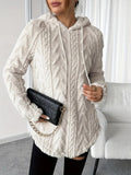 Damen gemütlicher Strickpullover mit Kapuze und Struktur
