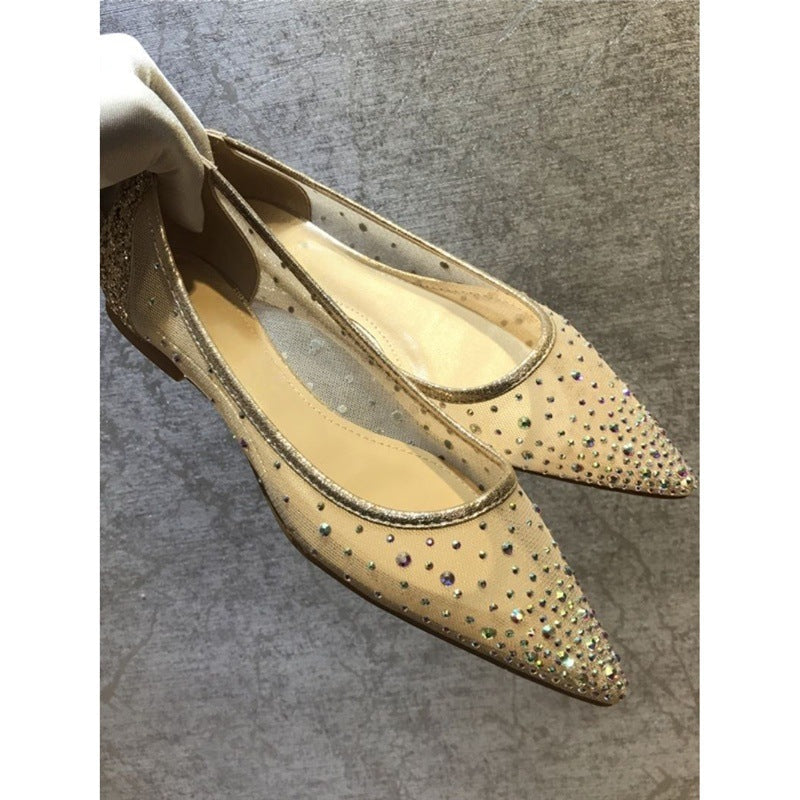 Damen elegante spitze Ballerinas mit funkelnder Strassverzierung R&B
