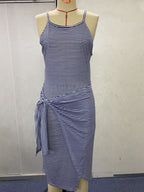 Damen Wickelkleid mit auffälligem Streifenmuster und taillierter Silhouette R&B