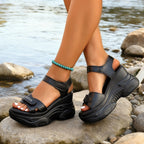 Damen Sportliche und stilvolle Plateausandalen mit verstellbaren Riemen R&B