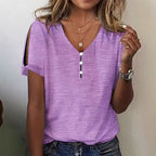 Damen Glitzernde V-Pullover Bluse