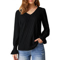 Damen modische V-Ausschnitt Bluse mit raffinierten Rüschendetails R&B