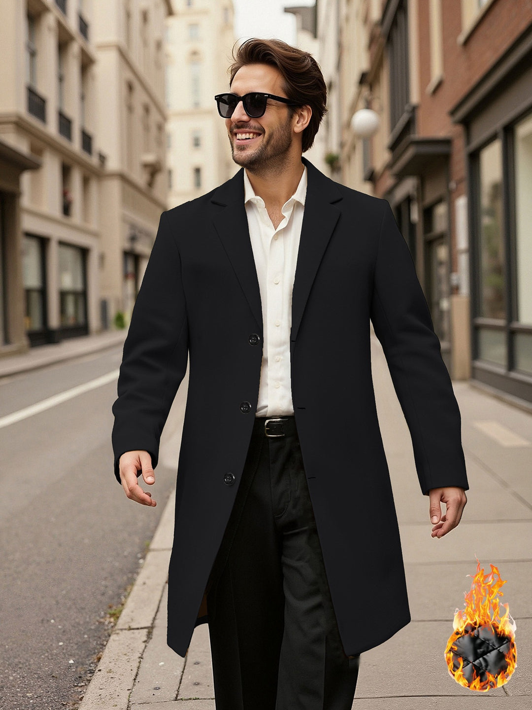 Herren eleganter doppelreihiger Mantel R&B