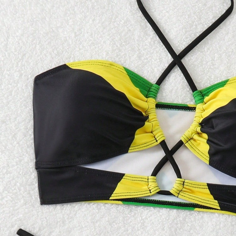 Damen Bikini mit trendy gekreuztem Oberteil und hohem Beinausschnitt R&B