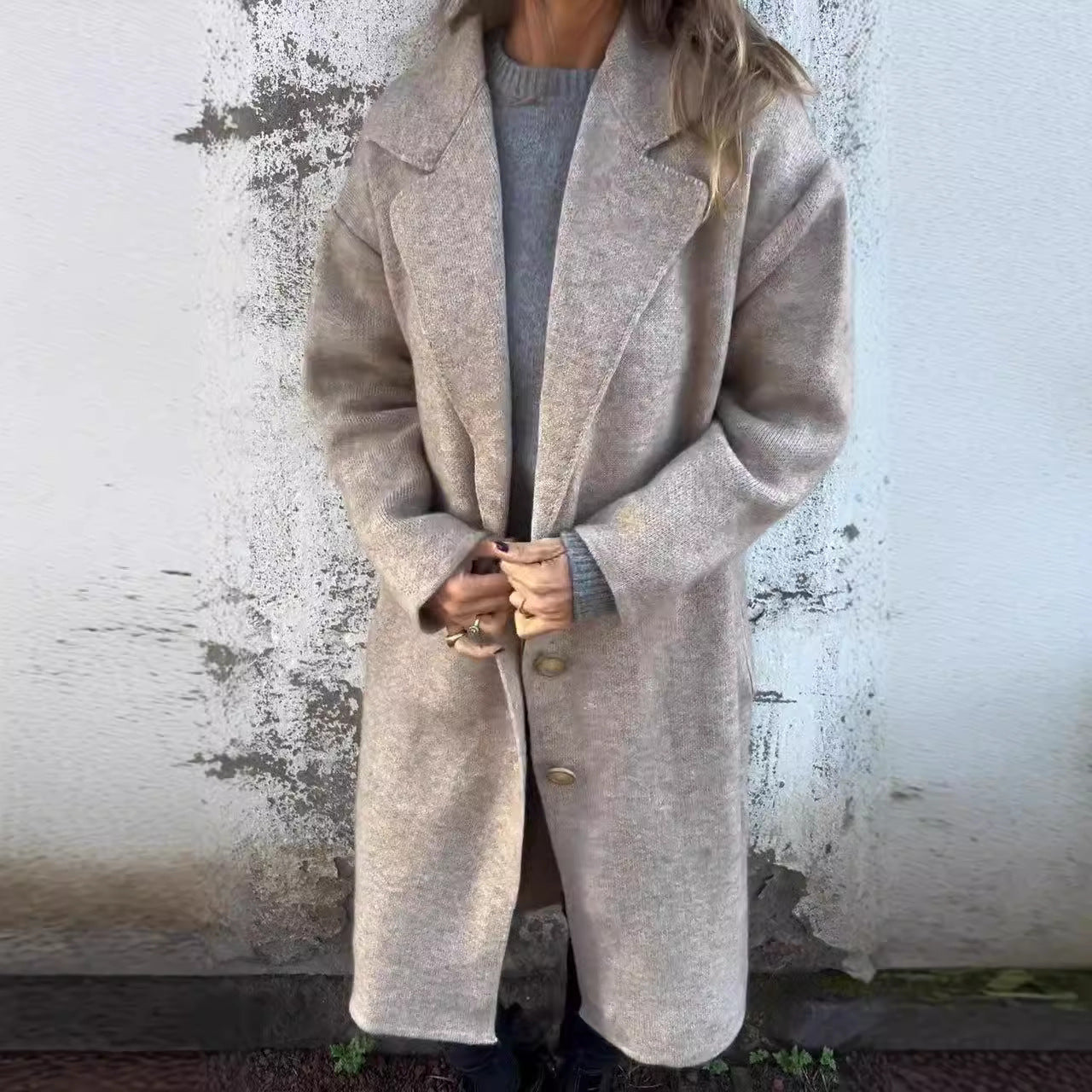 Damen Oversized Wollmantel mit eleganten Details R&B