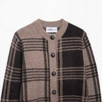 Damen kariertes Strickjacke mit Knopfleiste und weichem Material R&B