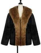 Herren Elegante und warme Fleecejacke mit Kunstpelzkragen R&B