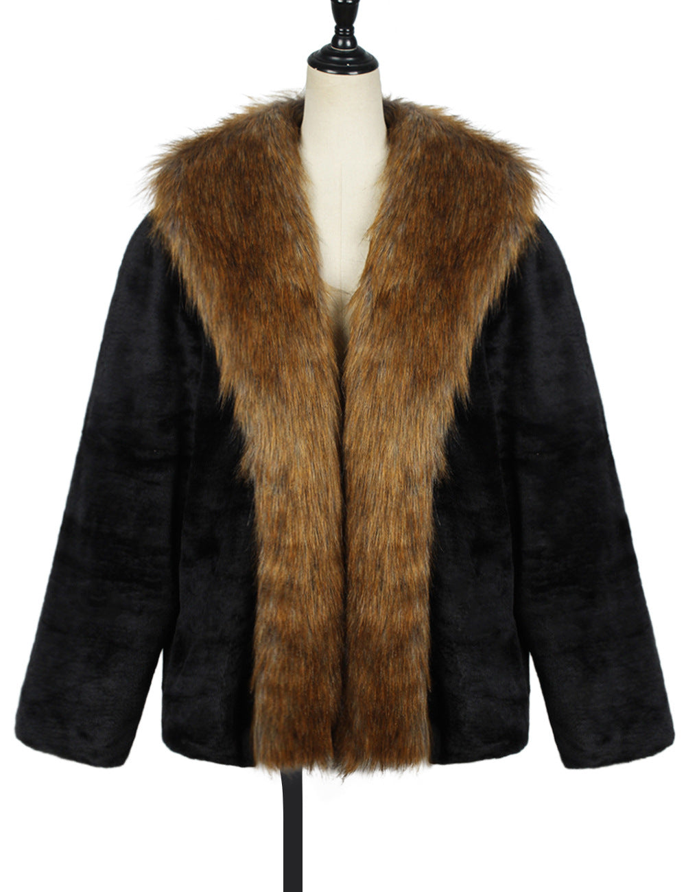 Herren Elegante und warme Fleecejacke mit Kunstpelzkragen R&B
