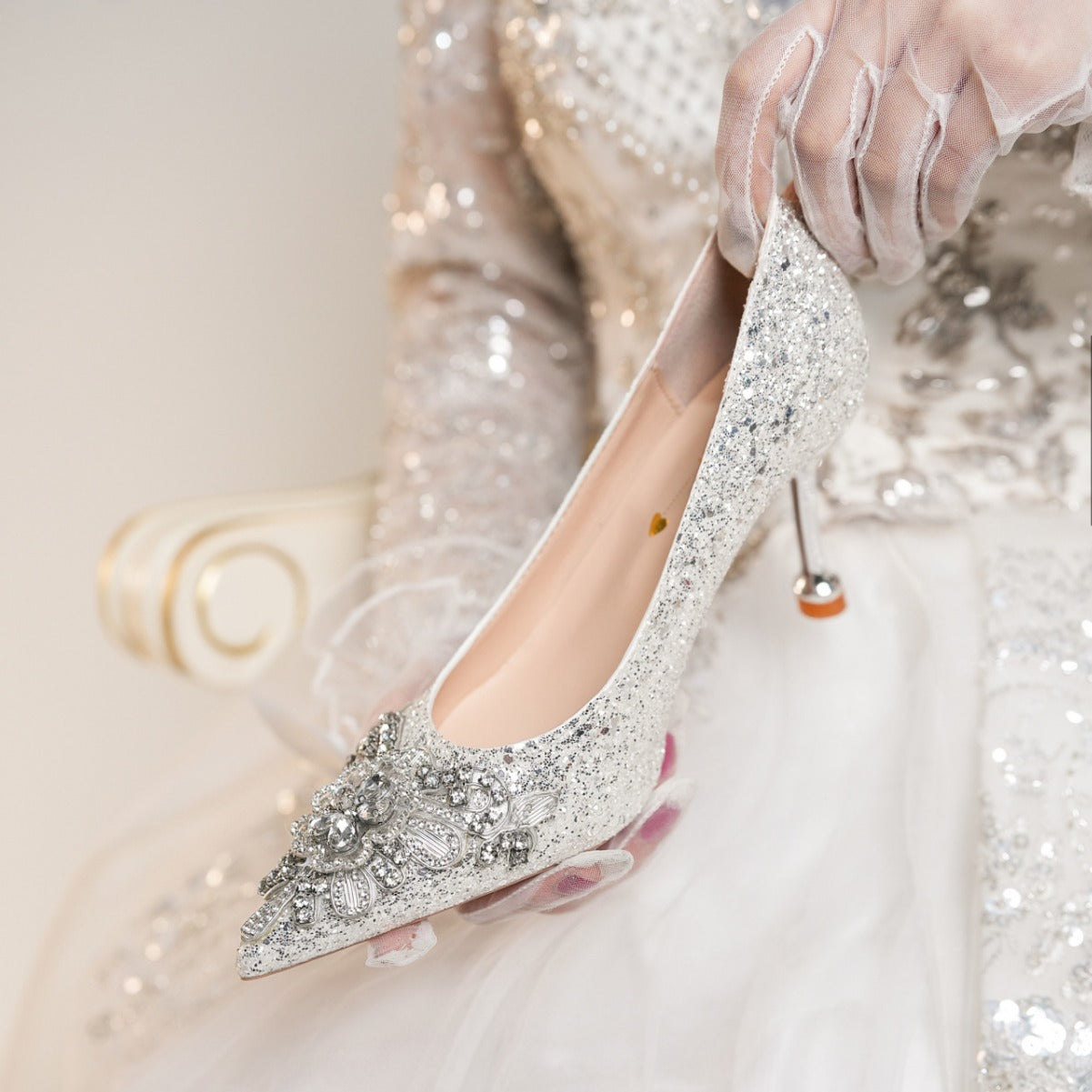 Damen Glamouröse High Heels mit funkelnden Strassverzierungen R&B