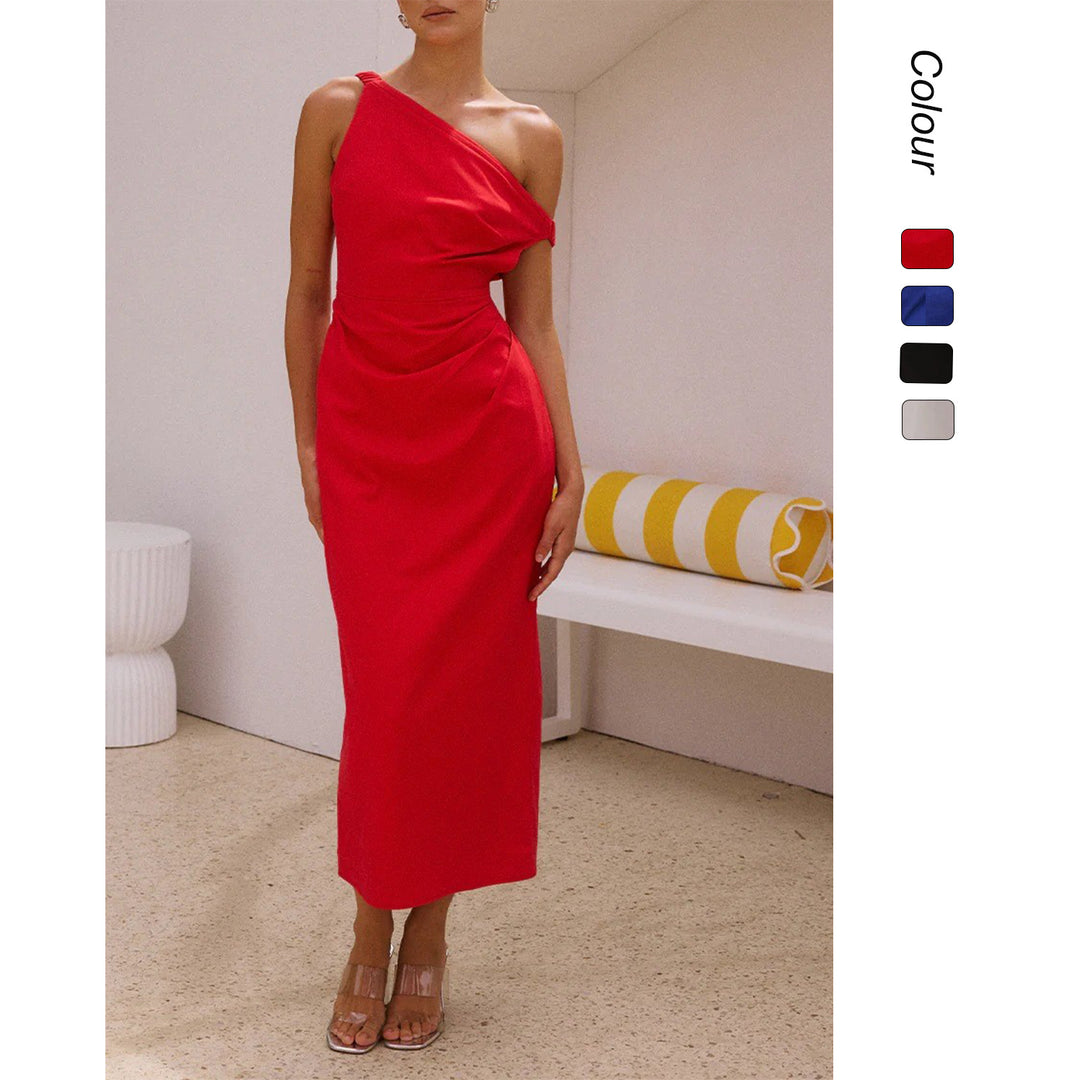 Damen Elegantes Langarmkleid mit asymmetrischem Design und raffinierten Drapierungen R&B