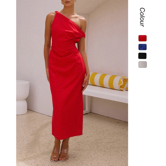 Damen Elegantes Langarmkleid mit asymmetrischem Design und raffinierten Drapierungen R&B