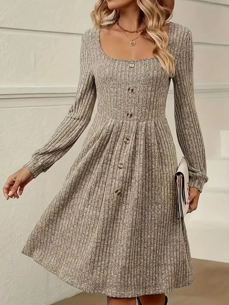 Damen Strickkleid mit Knopfleiste R&B
